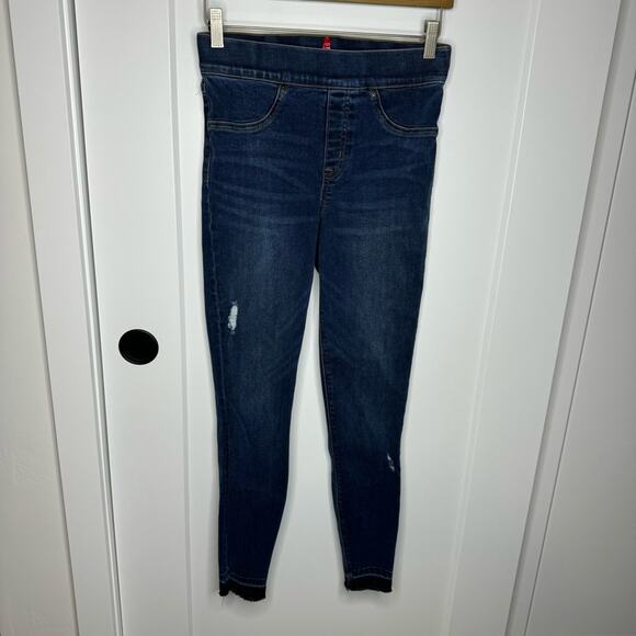 Spanx Distressed Skinny Jeans Medium Wash Stretch Denim Size Small - Picture 2 of 7